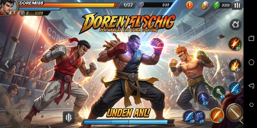 Screenshot yang menunjukkan aksi pertarungan seru di DOREMI88.