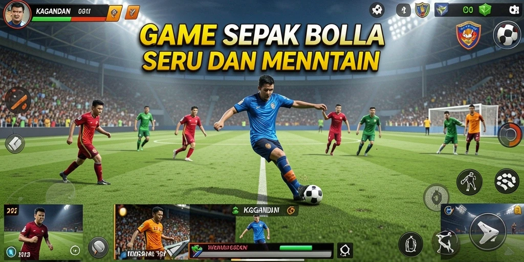Menampilkan aksi seru pada lapangan sepak bola di KAGANDAN.