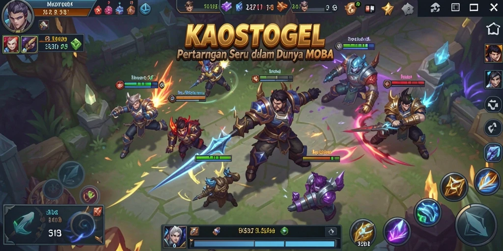 Screenshot gameplay KAOSTOGEL menunjukkan pertempuran seru dan taktis.