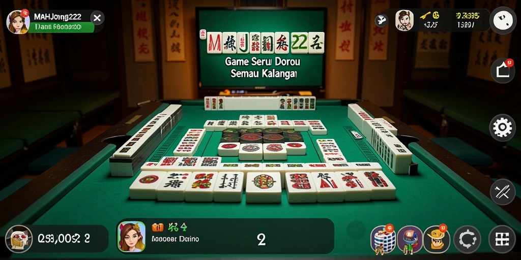 Tampilan gameplay seru dalam MAHJONG222 dengan teman-teman.