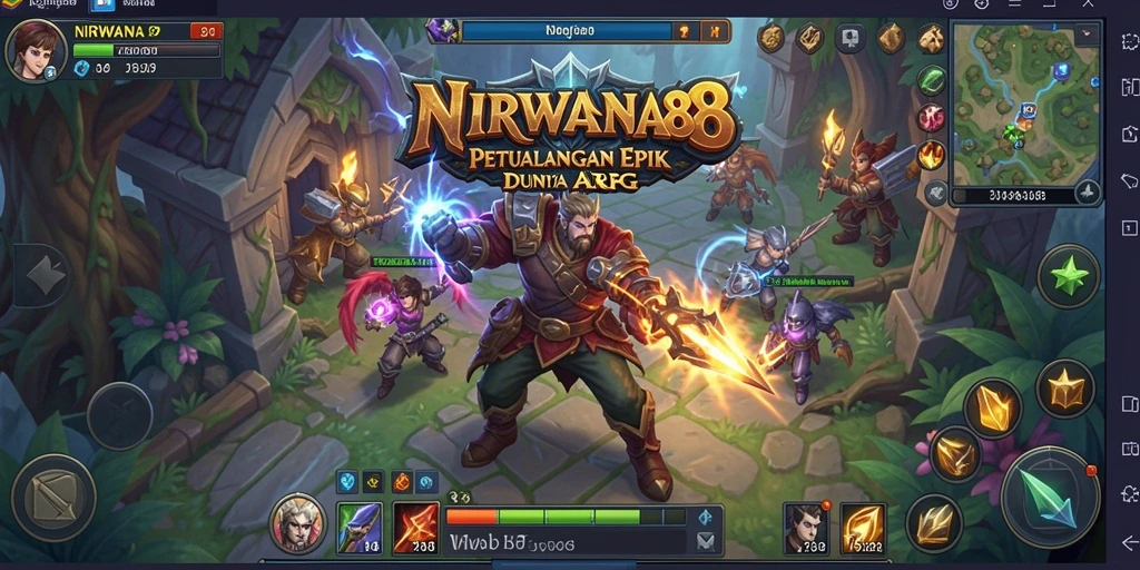 Tampilan gameplay NIRWANA88 dengan pertarungan seru dan karakter menarik.