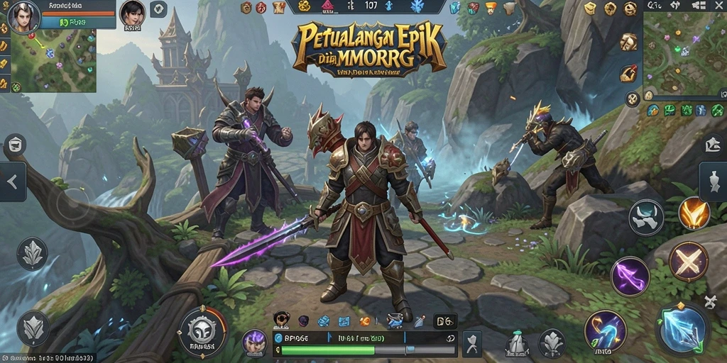 Screenshot gameplay utama RP66 dengan pertarungan seru di dunia MMORPG.