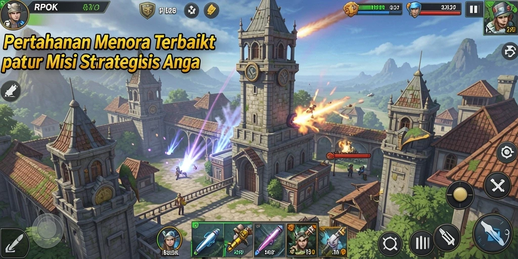 Screenshot RPOK menampilkan aksi pertahanan menara yang mendebarkan.