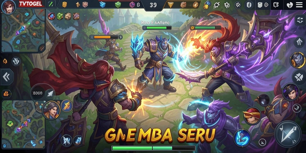 Tampilan screenshot utama TVTOGEL menampilkan aksi seru gameplay MOBA.